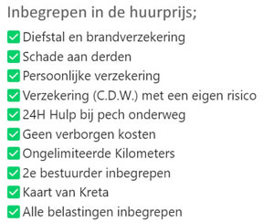 Wat is inbegrepen in de prijs bij Eye Drive Autoverhuur op Kreta?